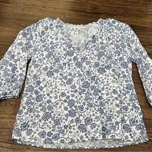 LOFT Blue Floral Print Top